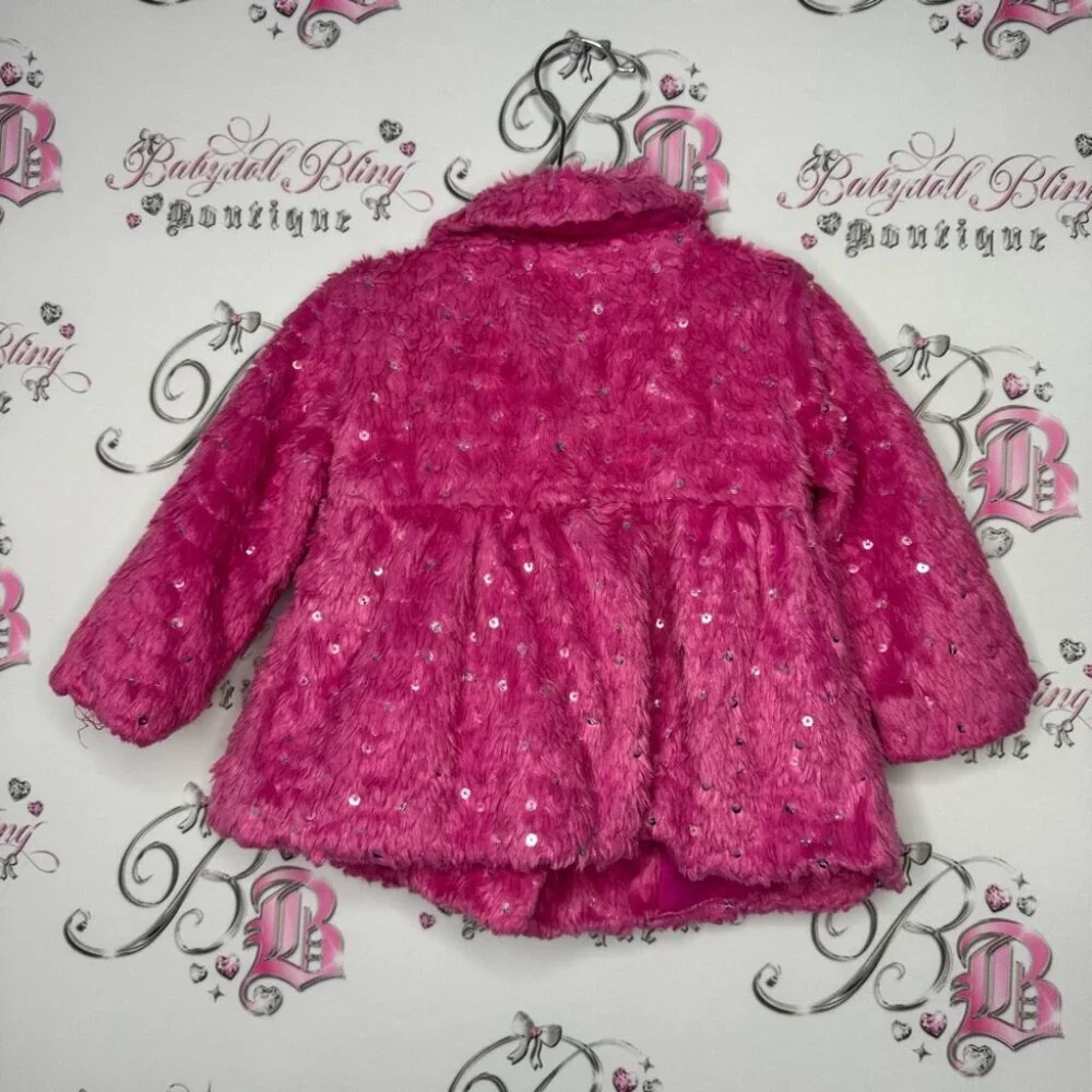 Little lass coat jacket 18months baby kid winter parka cute sparkly sequins bow